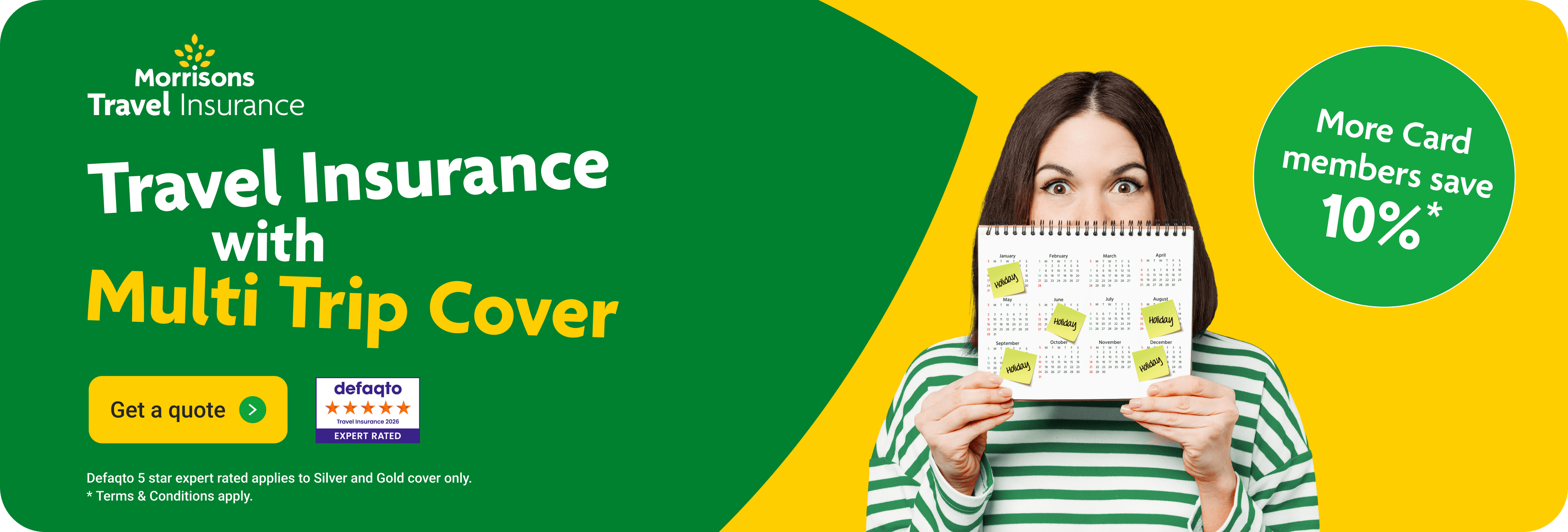Travel Insurance with Multi trip cover. More card member benefits available*. Click here to get a quote.