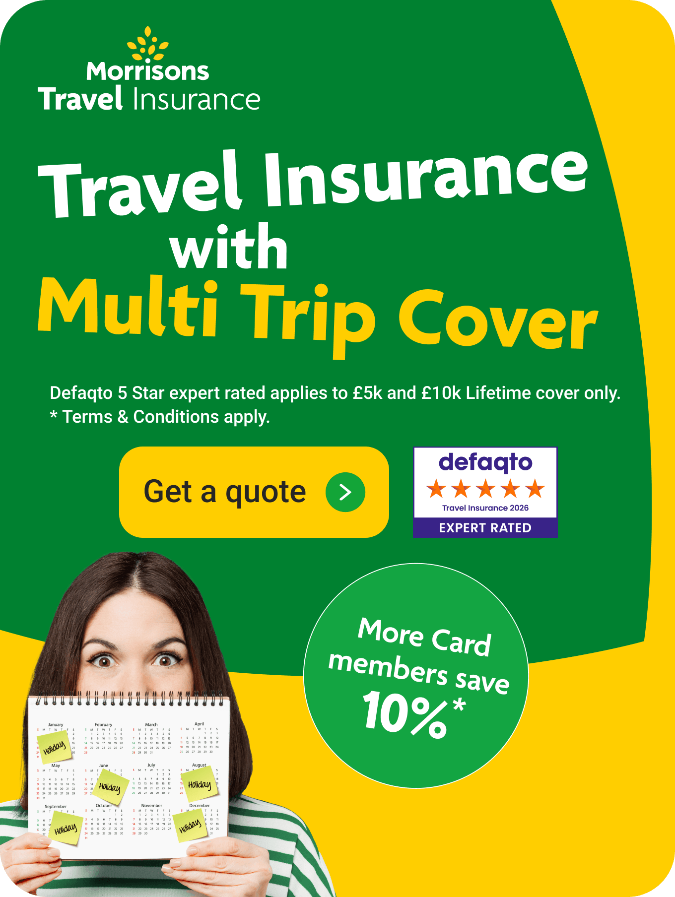 Travel Insurance with Multi trip cover. More card member benefits available*. Click here to get a quote.