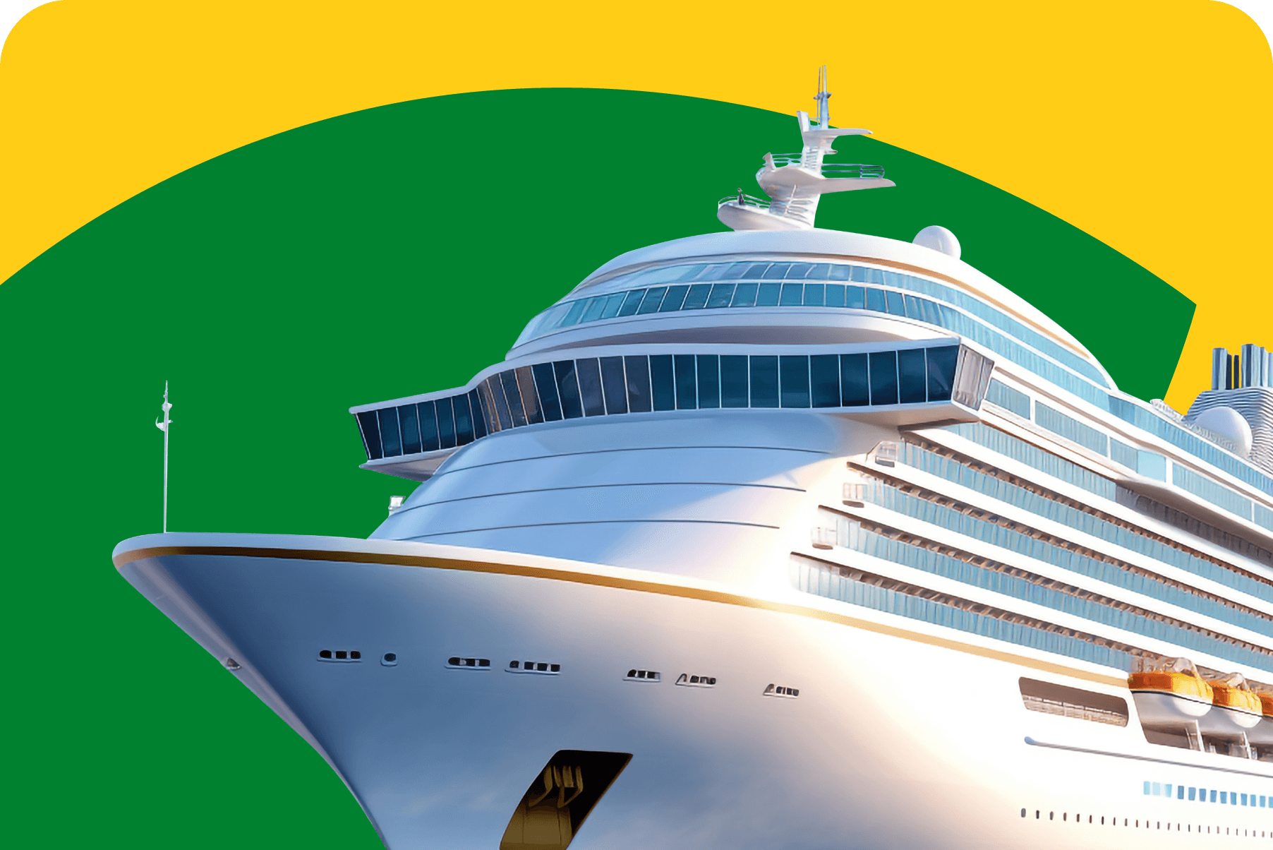 Image of cruise ship moored off a tropical island